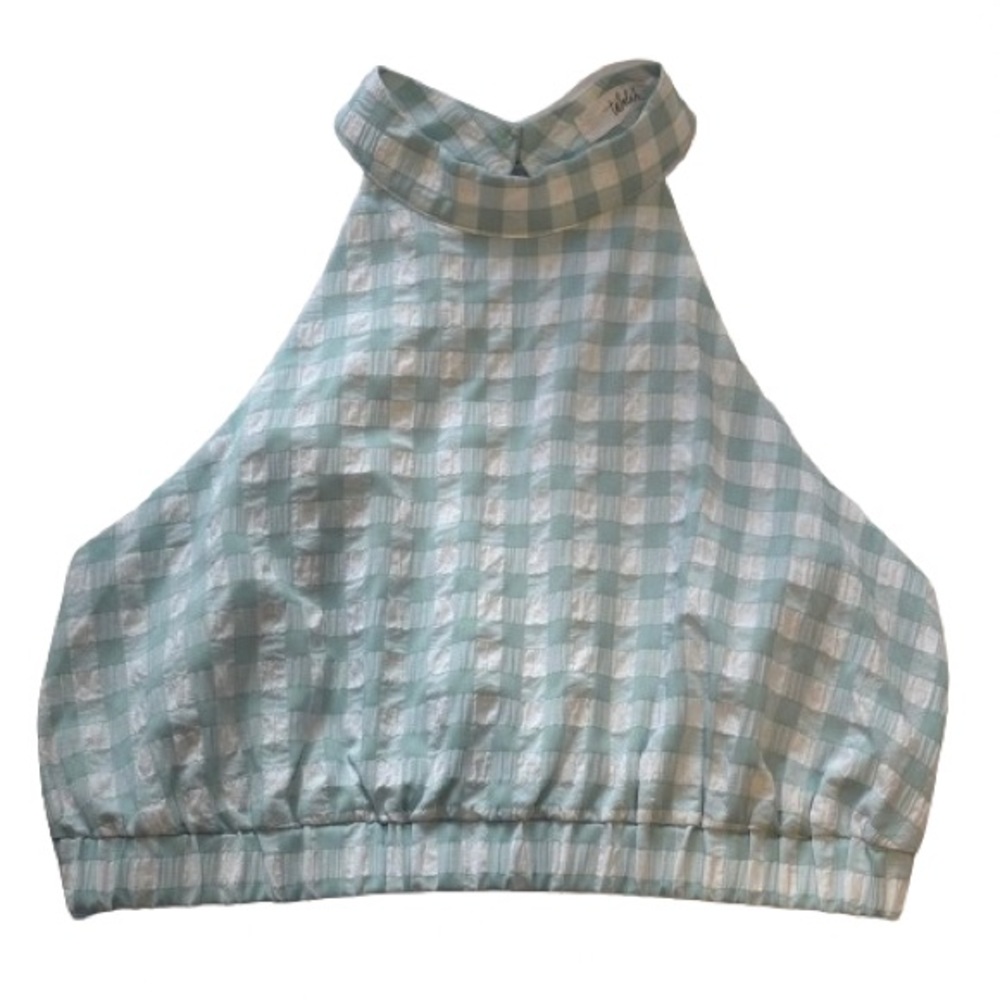 NWOT Talulah 2 Pcs Gingham Sleeveless Top Tiered Skirt Blue White Size M - Picture 7 of 15